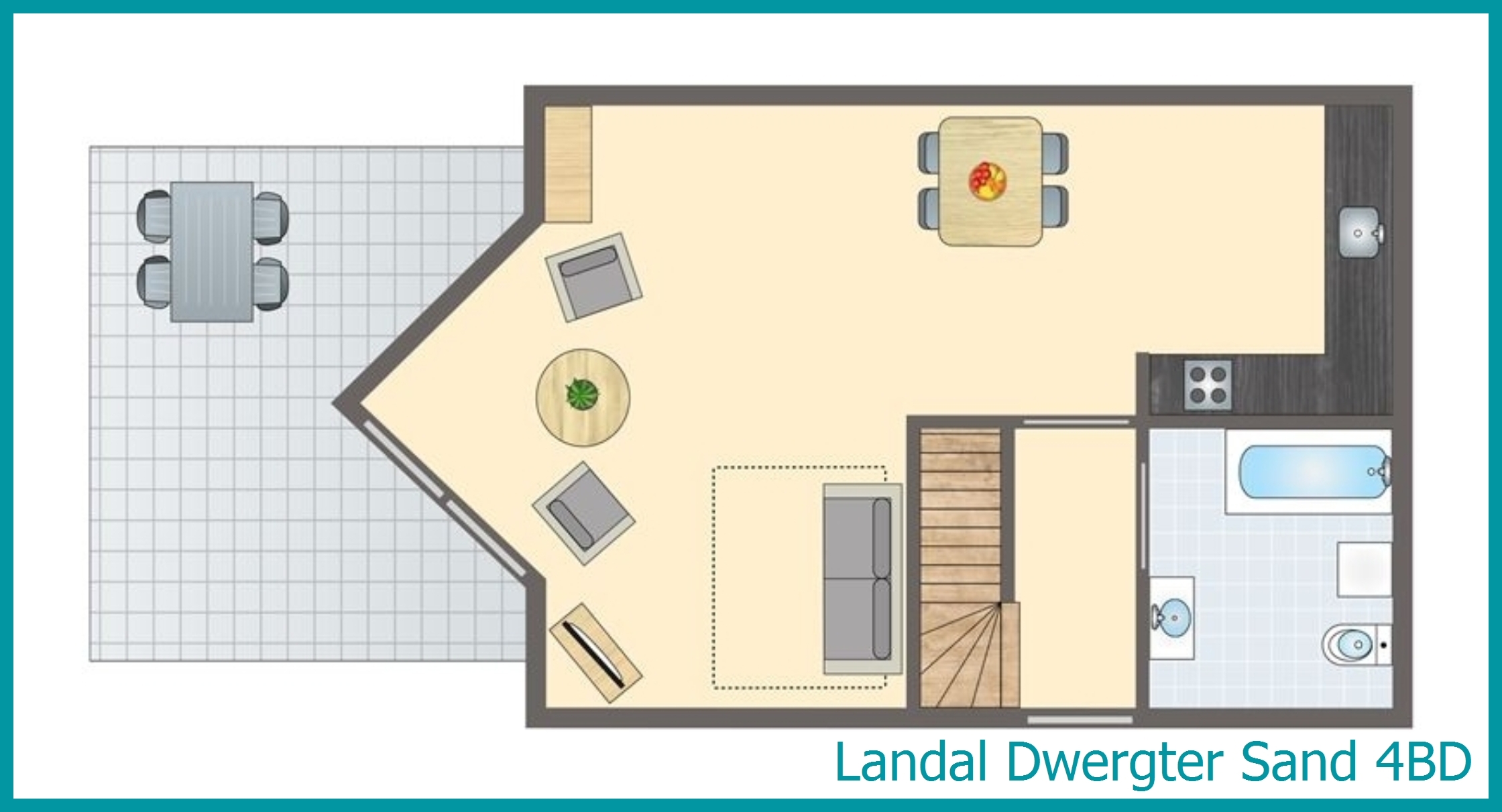 4-person dog bungalow 4BD at Dwergter Sand