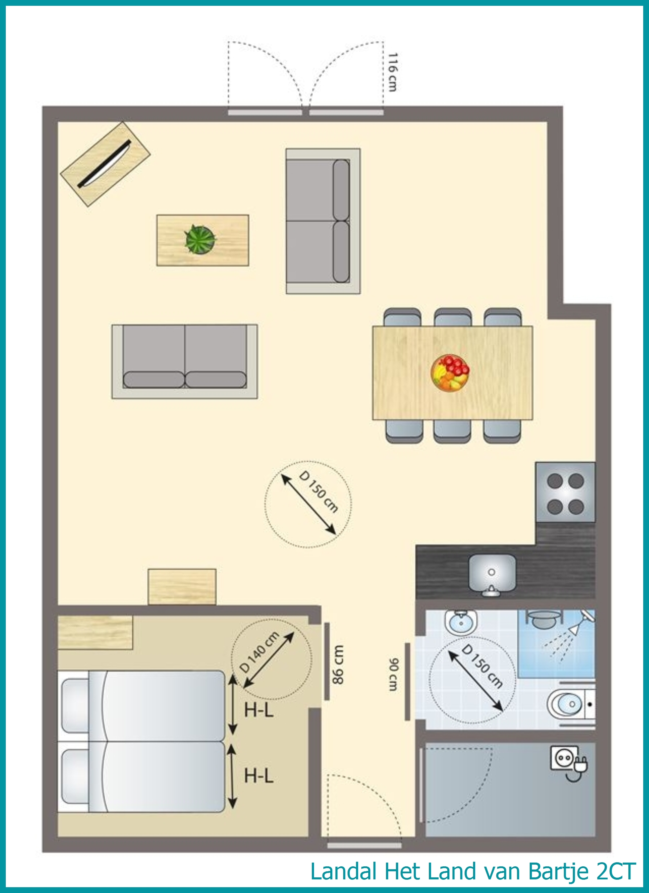 2-person bungalow 2CT at Het Land van Bartje