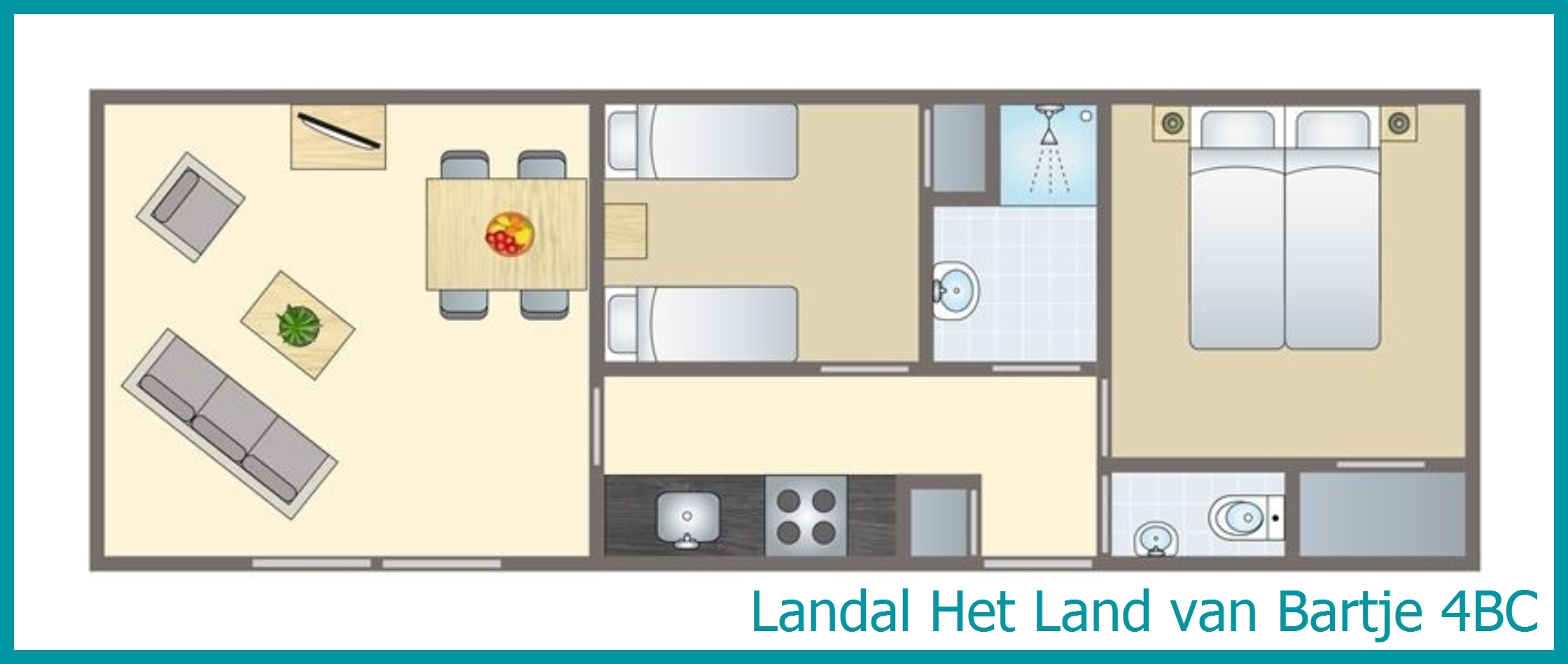 4-person mobile home 4BC at Het Land van Bartje