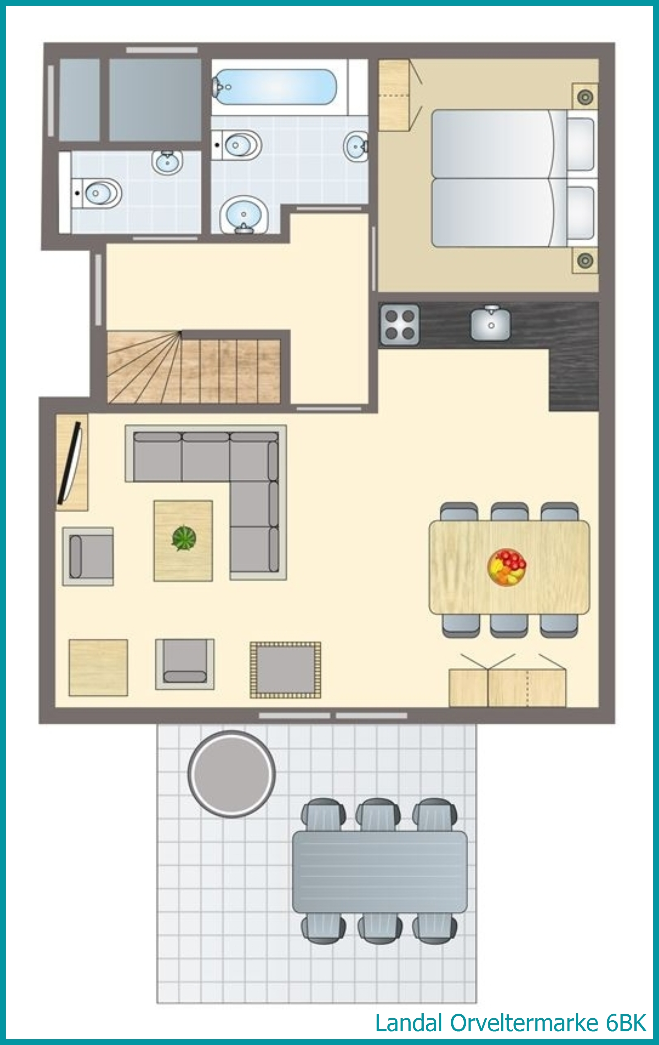 6-person children's bungalow 6BK at Orveltermarke
