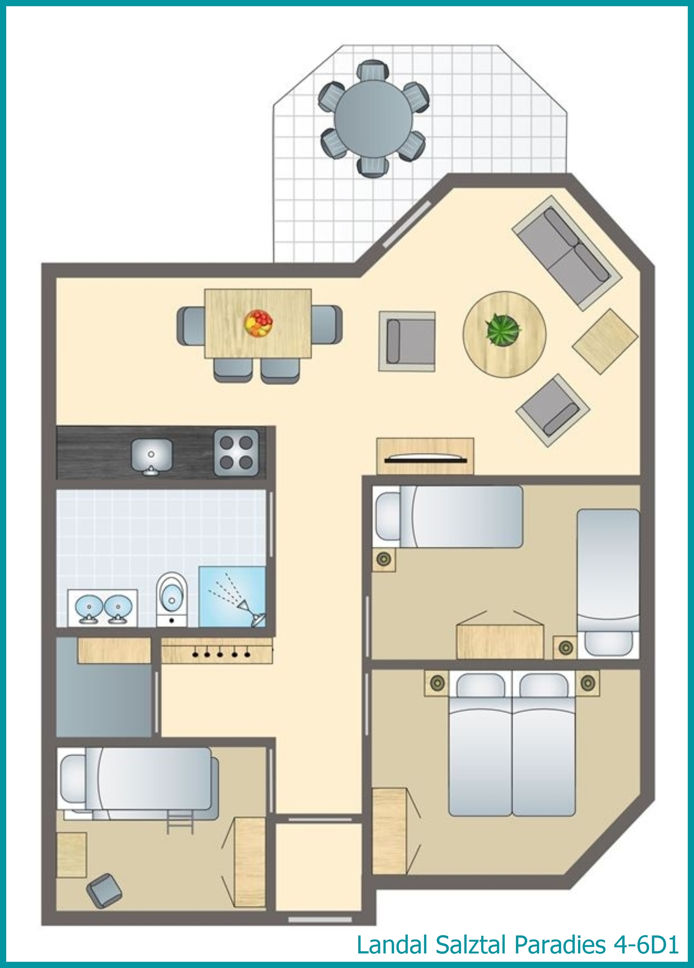4-6-person apartment 4-6D1 at Salztal Paradies