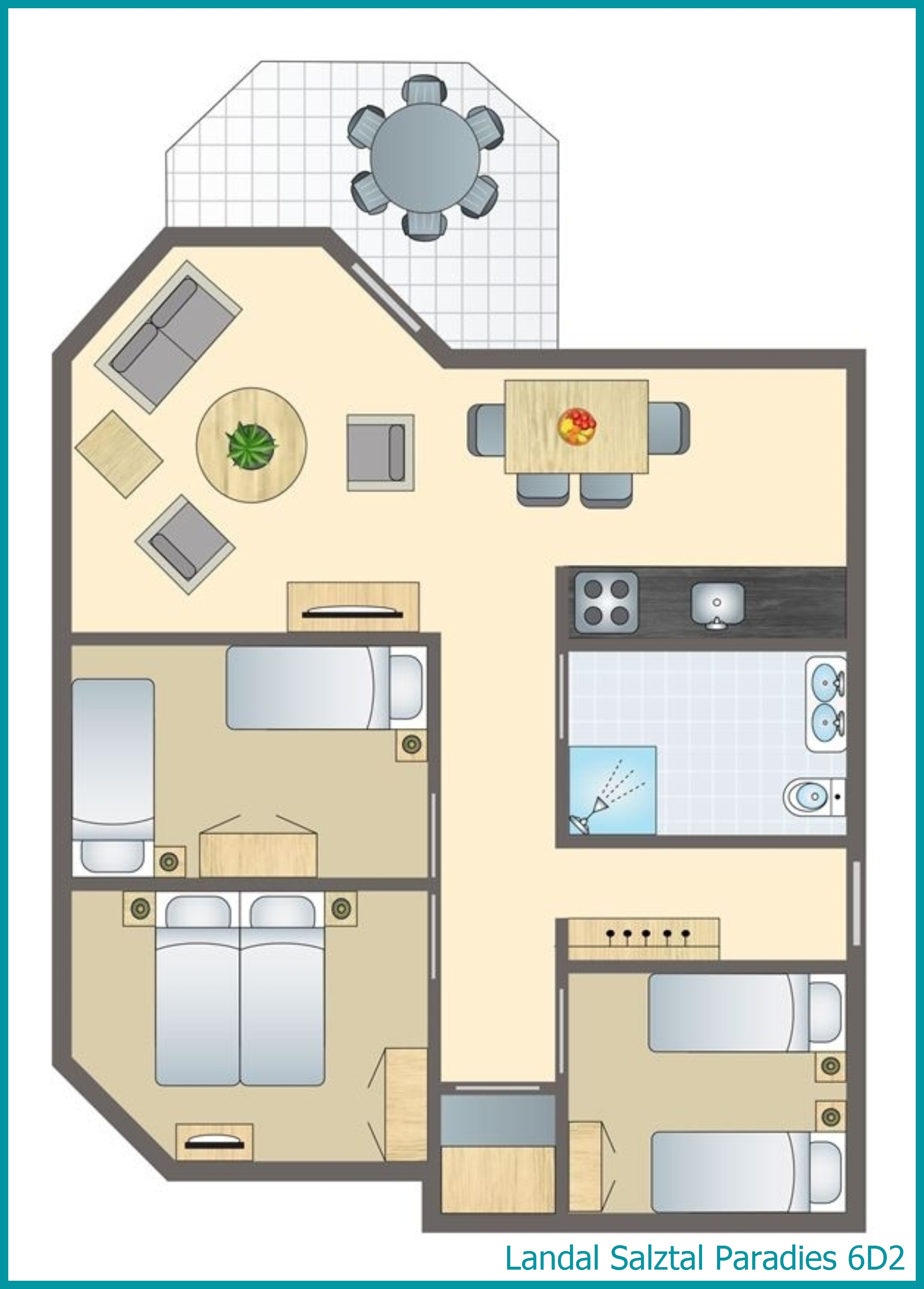 6-person apartment 6D2 at Salztal Paradies